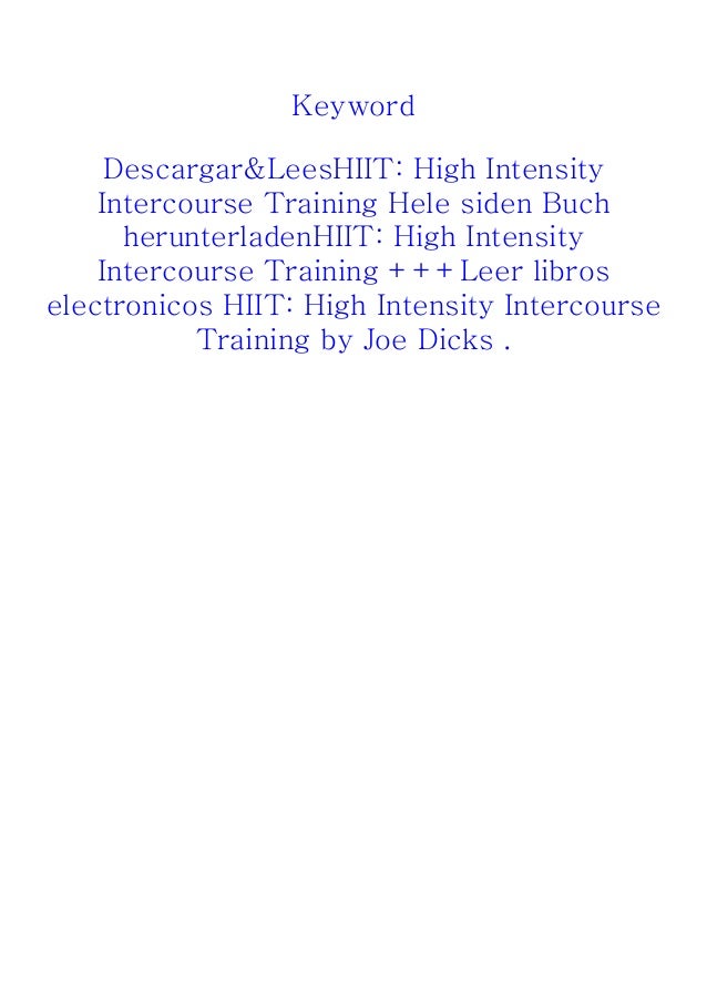 High Intensity Intercourse Training Joe Dicks